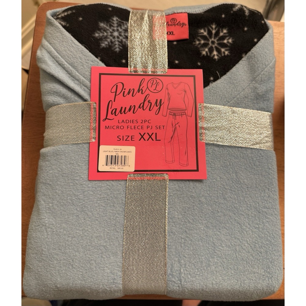 Pink Laundry Ladies 2‎ Piece Micro Fleece Pajama Set Size XXL Blue NWT